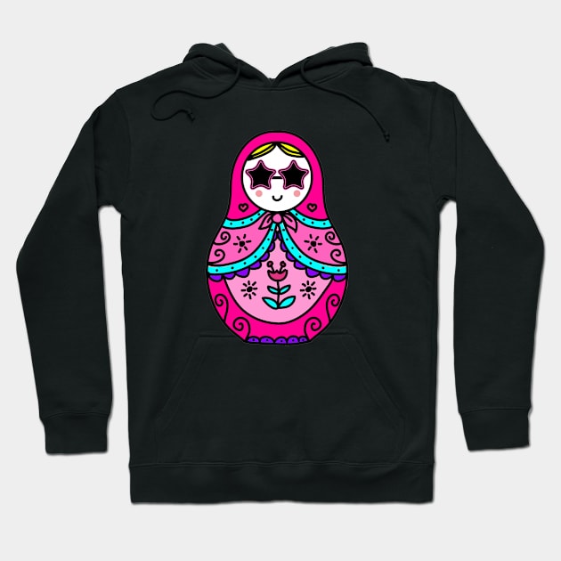 pink Russian Doll cute sunglasses star Hoodie by gossiprag